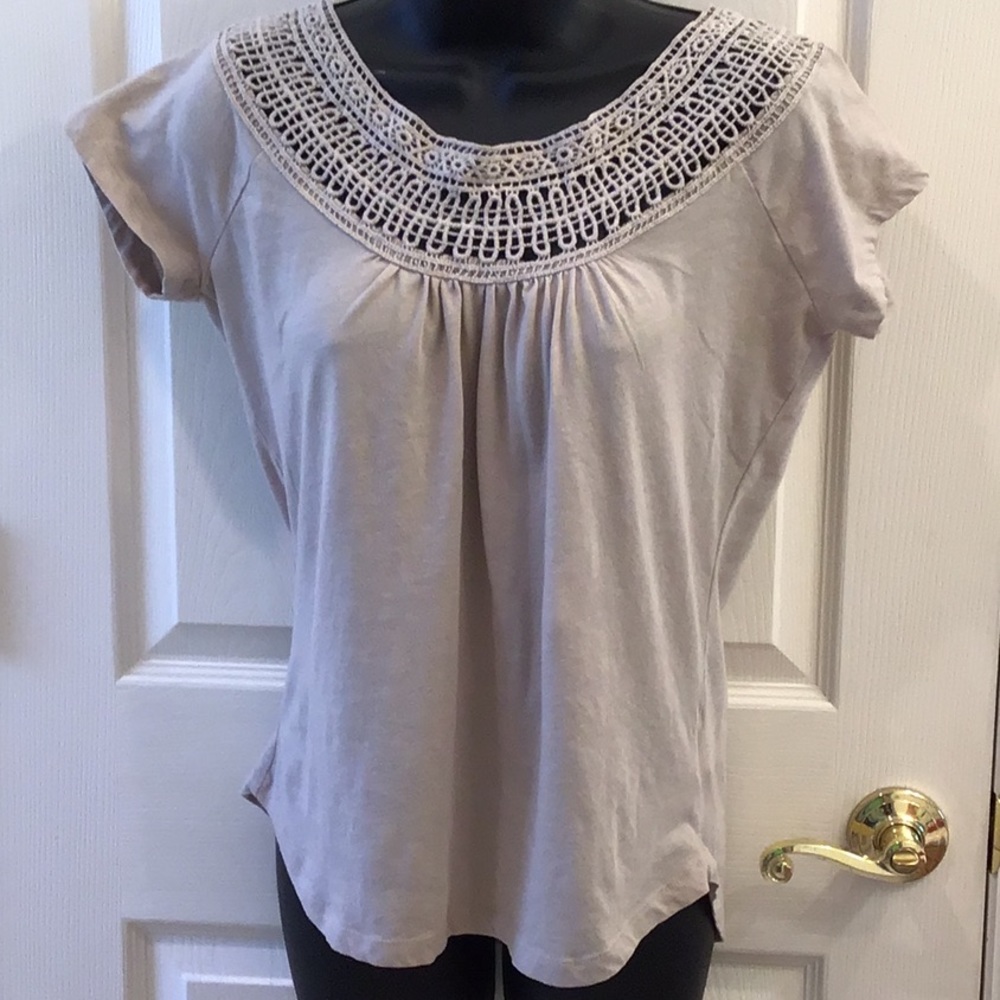 PrAna cotton blouse with beautifully sculpted neck